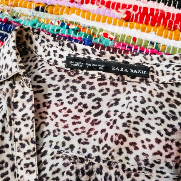 ZARA BASIC BUTTON UP LEOPARD ANIMAL PRINT LARGE - Picture 6 of 9